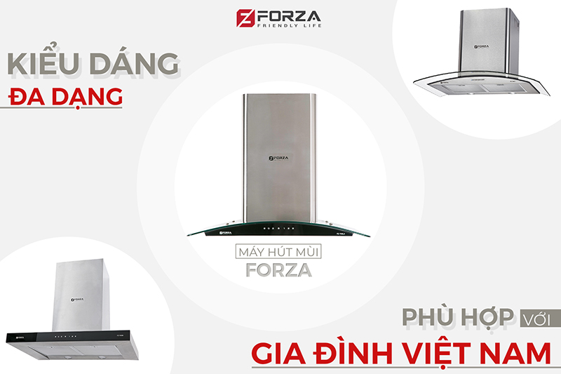 máy hút mùi đa dạng kiểu dáng phù hợp với mọi không gian nhà bếp